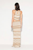 Abito lungo rigato bianco e beige con dettagli cut out - YES SHOPAbitiAKEPVSKD13206-XXS3755549676771