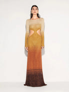 Abito lungo ruggine e oro lurex con dettaglio cut out - YES SHOPAbitiAKEPVSKD13303-XXS1599585344771