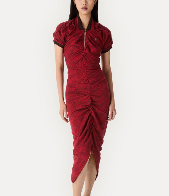 Pulling Dress in jacquard rosso stampa graffiti orb - YES SHOPAbitiVIVIENNE WESTWOOD16010051-J00B5-XXS