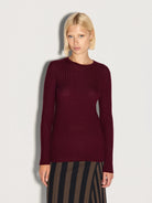 Pullover girocollo in lana a costine bordeaux - YES SHOPMaglieAKEPMGKD15140-6