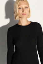 Pullover girocollo in lana a costine nero - YES SHOPMaglieAKEPMGKD15140-6