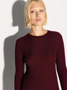 Pullover girocollo in lana a costine bordeaux - YES SHOPMaglieAKEPMGKD15140-6