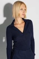 Polo a costine in lana blu notte - YES SHOPPoloAKEPPLKD15142-6