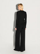 Pullover girocollo in lana a costine nero - YES SHOPMaglieAKEPMGKD15140-6