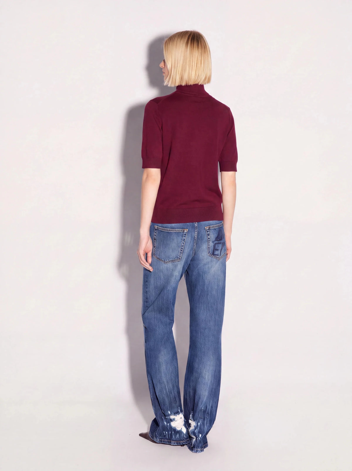Dolcevita bordeaux mezzo collo e manica corta - YES SHOPMaglieAKEPMGKD15147-6