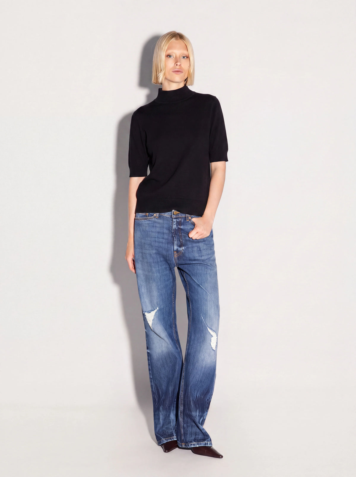 Dolcevita nero mezzo collo e manica corta - YES SHOPMaglieAKEPMGKD15147-6