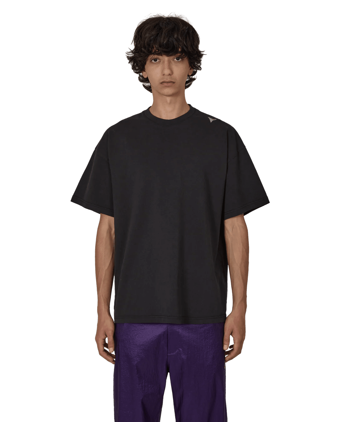 T-shirt nera in cotone con logo su spalla - YES SHOPT-shirtROAYBUW011JY01-XXS1086776523771