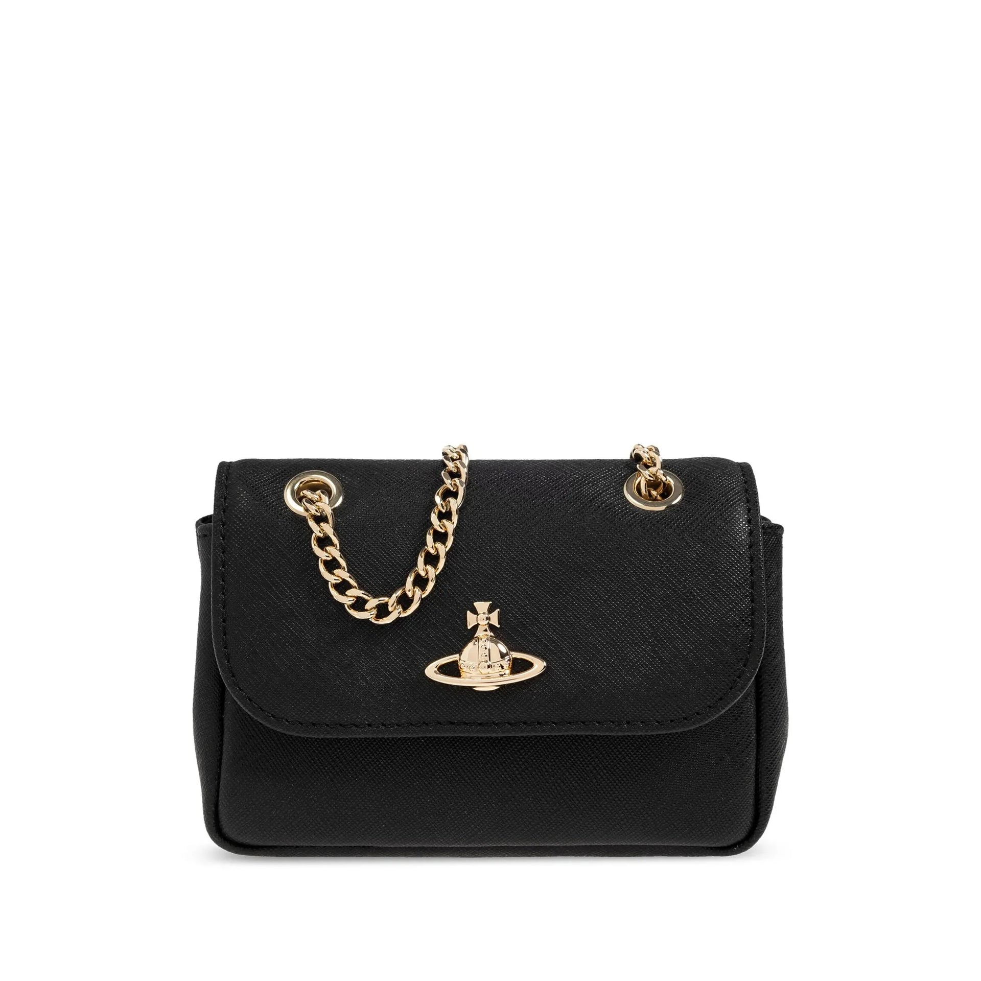 Borsa small purse chain nera e oro