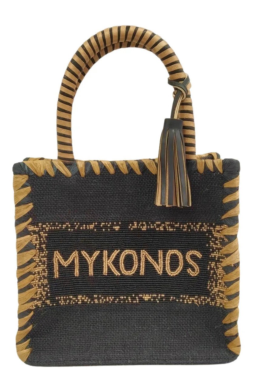 Mini bag Mykonos in juta e perline nere e oro - YES SHOPBorse a manoDE SIENA2110-24/MYK-Taglia unica1720575068771
