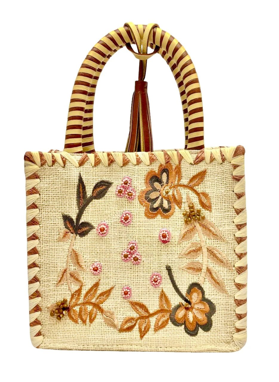 Mini bag Naima in juta panna con perline e ricami floreali - YES SHOPBorse a manoDE SIENA2170-26/NAIMA-Taglia unica