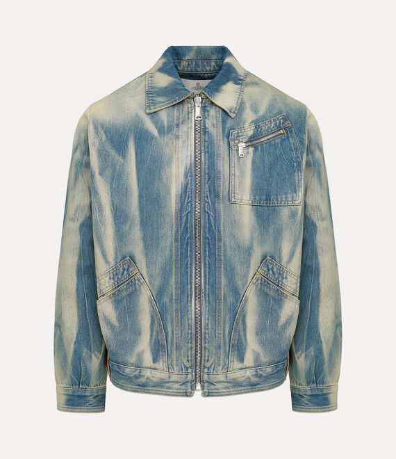 Giacca piranha in denim sabbiato