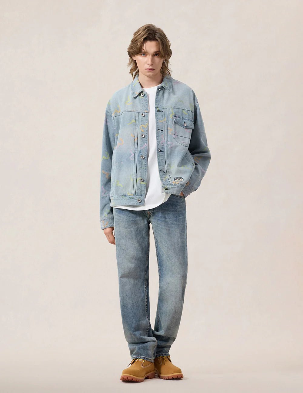 Giacca in denim jacquard con stampa gabbiani multicolor - YES SHOPGiubbottiEVISU2ESHTM6DJ1006-XXS9043748964771