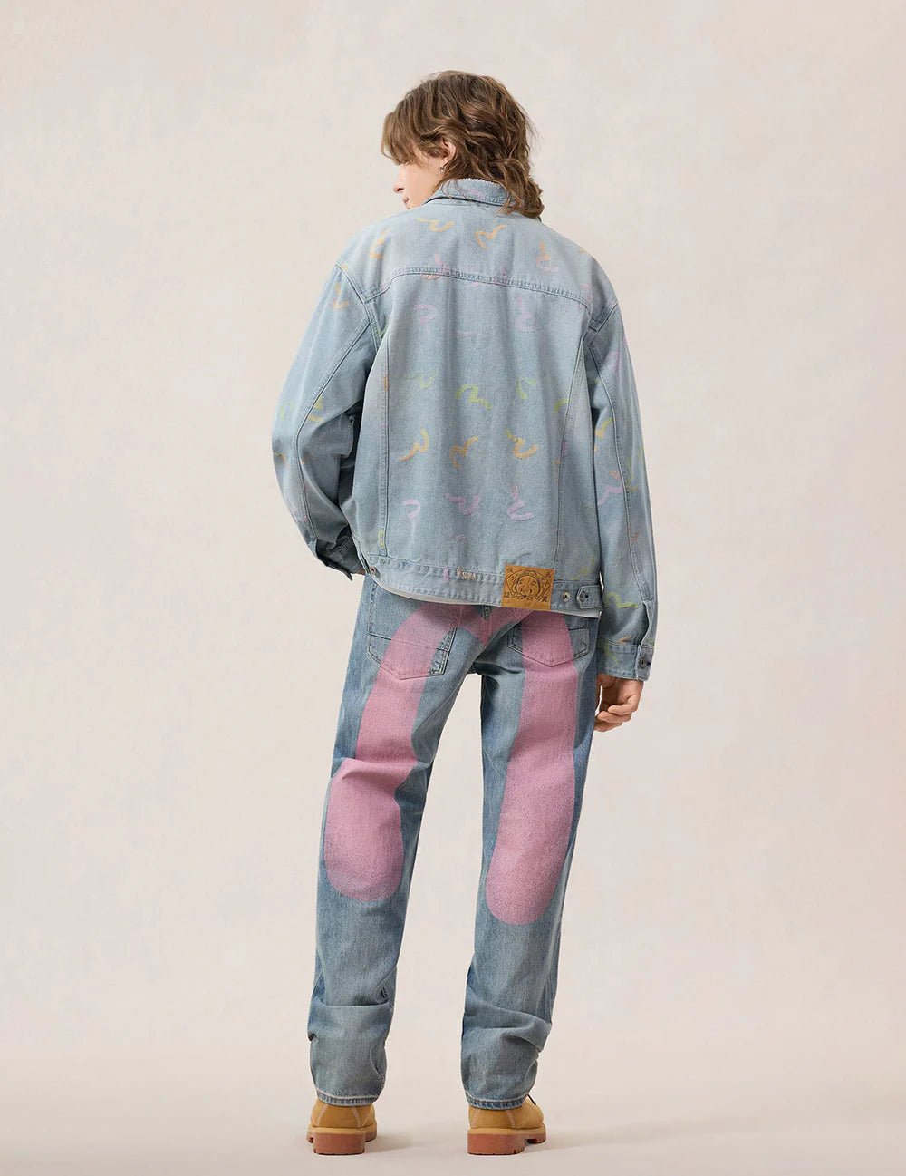 Giacca in denim jacquard con stampa gabbiani multicolor - YES SHOPGiubbottiEVISU2ESHTM6DJ1006-XXS9043748964771