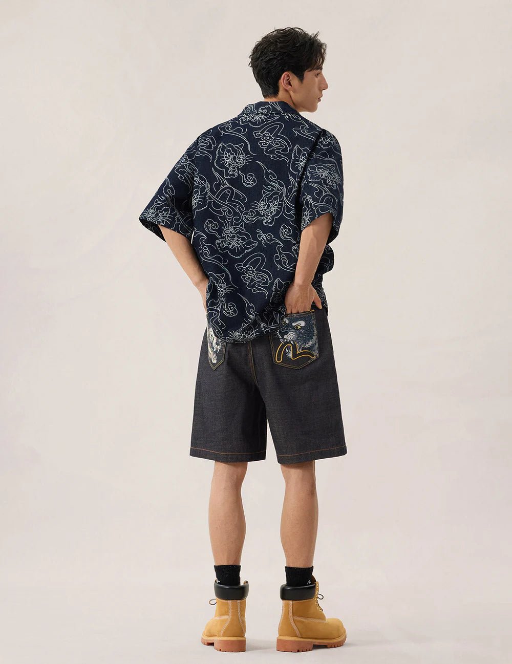 Camicia in denim con stampa leopardata e nuvole - YES SHOPCamicieEVISU2ESHTM6SS1029-XXS4615848964771