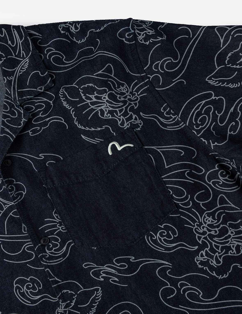 Camicia in denim con stampa leopardata e nuvole - YES SHOPCamicieEVISU2ESHTM6SS1029-XXS4615848964771
