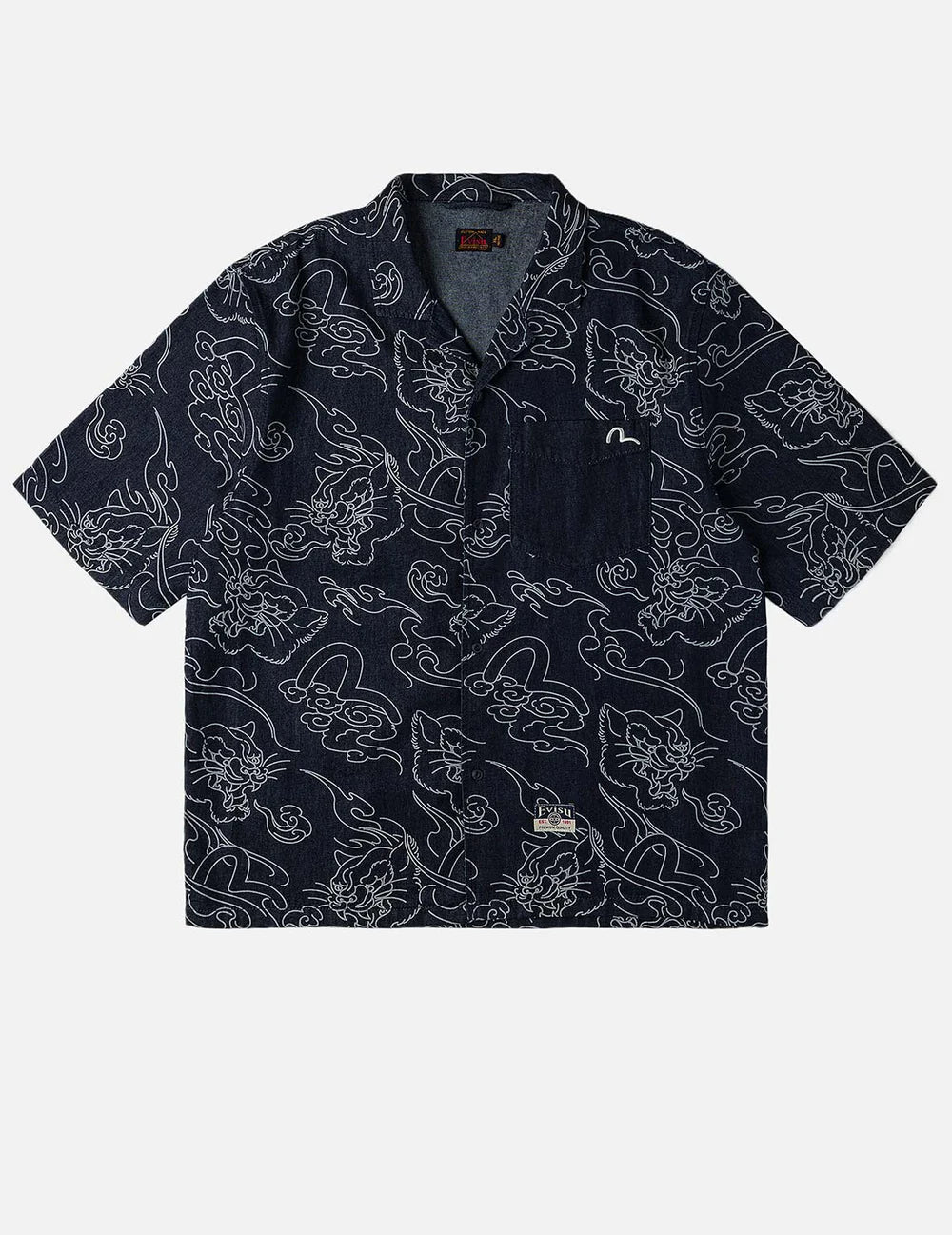 Camicia in denim con stampa leopardata e nuvole - YES SHOPCamicieEVISU2ESHTM6SS1029-XXS4615848964771
