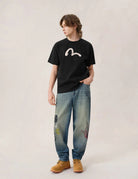 T-shirt nera con logo gabbiani spazzolata a mano - YES SHOPT-shirtEVISU2ESHTM6TS1072-XXS4104748964771