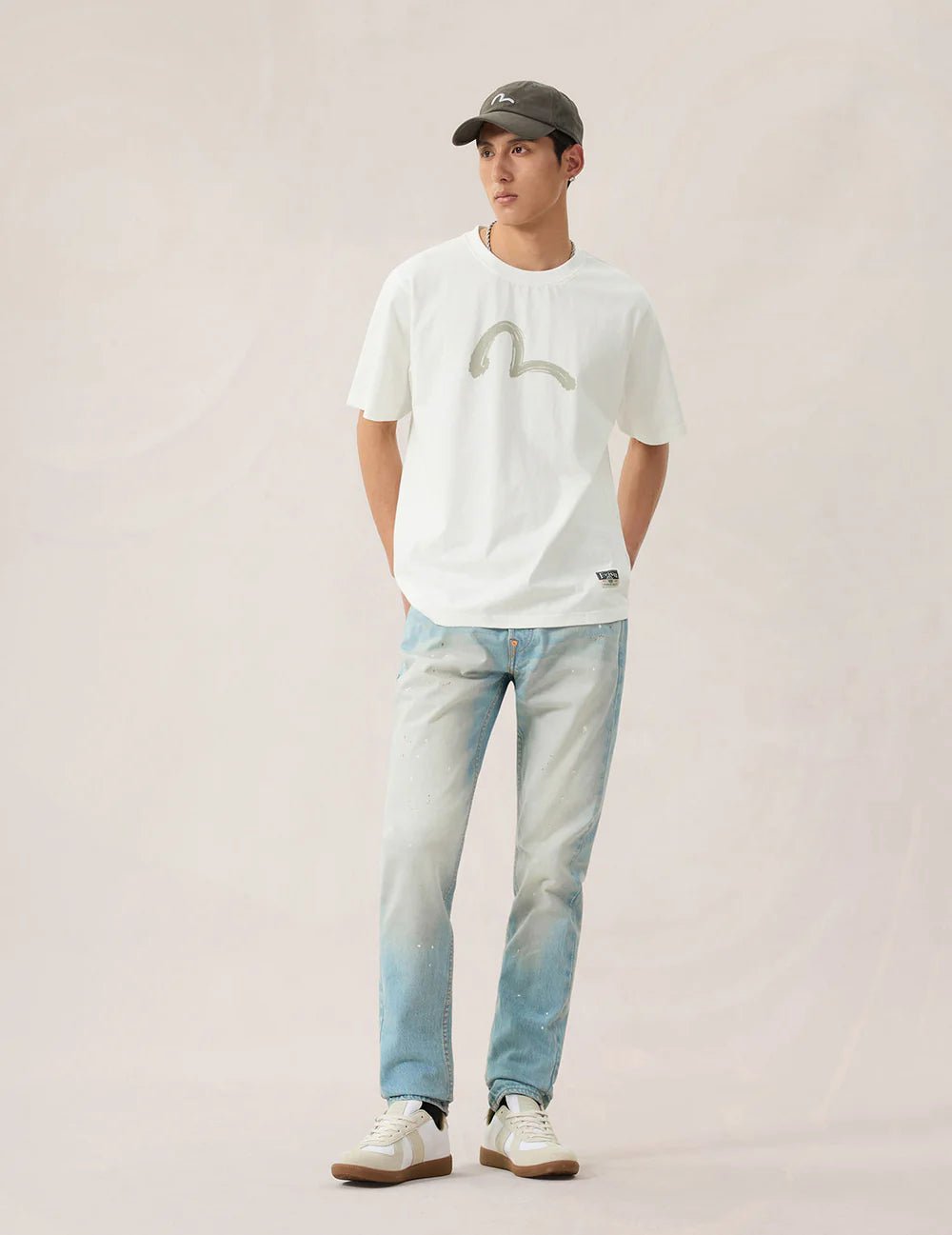 T-shirt bianca con logo gabbiani spazzolato a mano - YES SHOPT-shirtEVISU2ESHTM6TS1072-XXS9401031776771