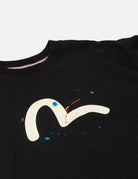 T-shirt nera con stampa gabbiano e pavone a spruzzo - YES SHOPT-shirtEVISU2ESHTM6TS1081-XXS3304748964771