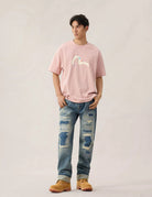 T-shirt rosa con stampa gabbiano e pavone a spruzzo - YES SHOPT-shirtEVISU2ESHTM6TS1081-XXS2504748964771
