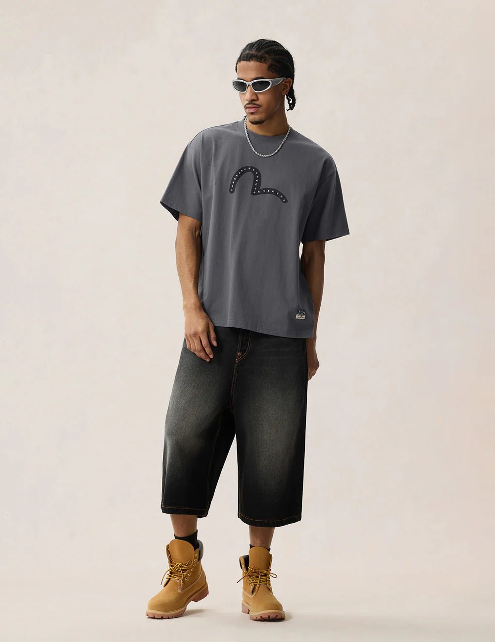 T-shirt Grigio scuro con stampa gabbiano e borchie - YES SHOPT-shirtEVISU2ESHTM6TS1088-XXS6639245925771