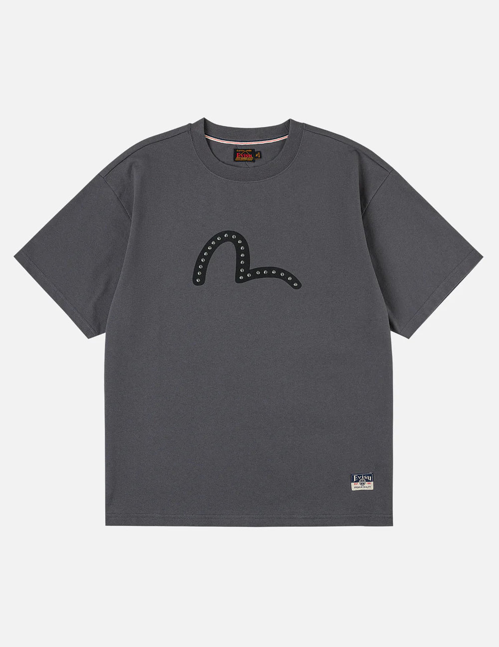 T-shirt Grigio scuro con stampa gabbiano e borchie - YES SHOPT-shirtEVISU2ESHTM6TS1088-XXS6639245925771