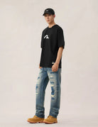 T-shirt nera con stampa di pavone a mano bianca - YES SHOPT-shirtEVISU2ESHTM6TS1090-XXS7393748964771