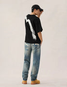 T-shirt nera con stampa di pavone a mano bianca - YES SHOPT-shirtEVISU2ESHTM6TS1090-XXS7393748964771