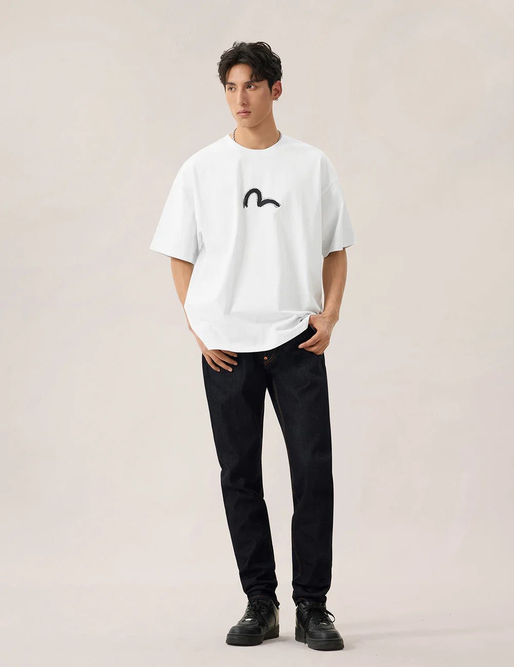 T-shirt ecru con stampa di pavone a mano azzurra - YES SHOPT-shirtEVISU2ESHTM6TS1090-XXS9193748964771