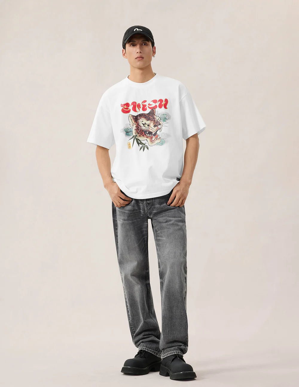 T-shirt bianca con stampa testa di leopardo - YES SHOPT-shirtEVISU2ESHTM6TS1093-XXS9983748964771