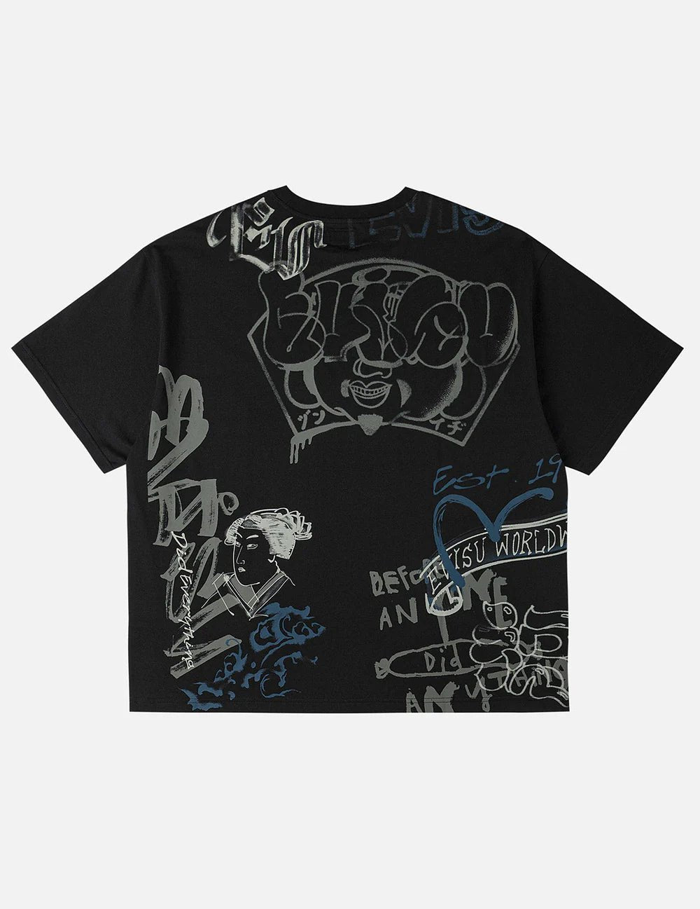 T-shirt nera graffiti integrale - YES SHOPT-shirtEVISU2ESHTM6TS1098-XXS9655131776771