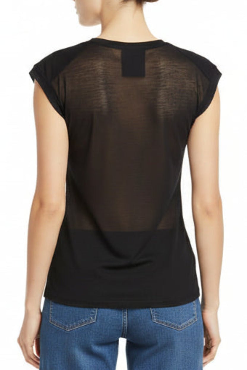 Maglia Marisol giromanica velata nera con spalline - YES SHOPMaglieSEMICOUTUREY6SJ52-XXS3934118162771