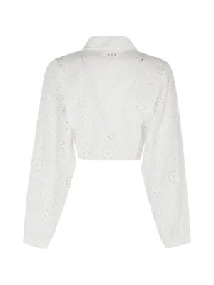 Camicia Febby crop in sangallo bianca con allaccio nodo - YES SHOPCamicieMC2 SAINT BARTHFEY0001-08905L-XXS9838072950871