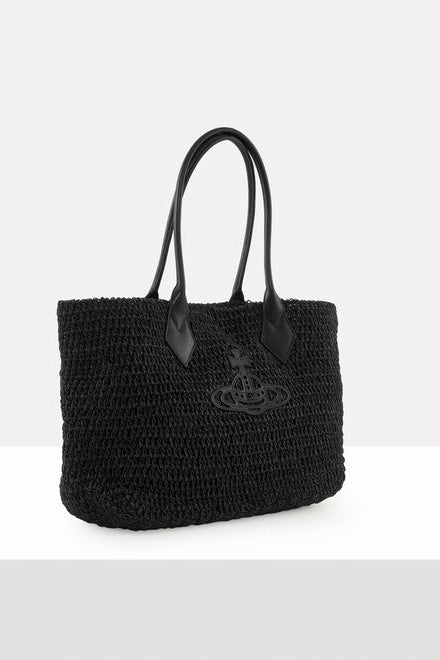 Borsa Alana Small Tote in raffia nera - YES SHOPBorse a spallaVIVIENNE WESTWOOD4D03000DU-D01GT-Taglia unica