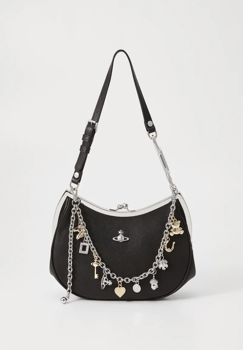 Borsa Charme Frame Nera in Pelle di Pecora