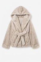 Giacca ecopelliccia panna con cappuccio e cintura - YES SHOPEcopellicceYES LONDONECO/030-IT 38/40