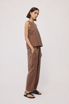 Pantalone balloon in taffettà laminato cioccolato - YES SHOPPantaloniOTTOD'AMEDP0036-IT 341740811323771
