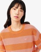 T-shirt in mesh arancio a righe rosa - YES SHOPT-shirtLACOSTEAF9859/00/4IM-IT 345355549676771