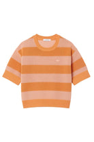 T-shirt in mesh arancio a righe rosa - YES SHOPT-shirtLACOSTEAF9859/00/4IM-IT 345355549676771
