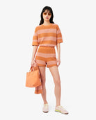T-shirt in mesh arancio a righe rosa - YES SHOPT-shirtLACOSTEAF9859/00/4IM-IT 345355549676771