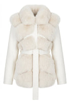 Giacca corta bianca con inserti in pelliccia di volpe - YES SHOPGiaccheYES LONDONCD1239-IT 38/40