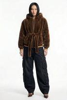 Giacca ecovisone moro con cappuccio - YES SHOPGiaccheYES LONDONECO/046-IT 38/40