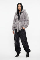 Giacca ecovisone grigia con cappuccio - YES SHOPGiaccheYES LONDONECO/046-IT 38/40
