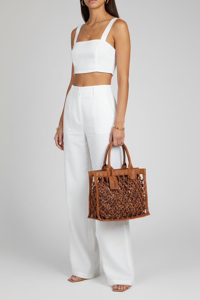 Borsa rigida a rete cuoio con sacca leopardata - YES SHOPBorse a spallaMATINEE'BAG7004M-Taglia unica