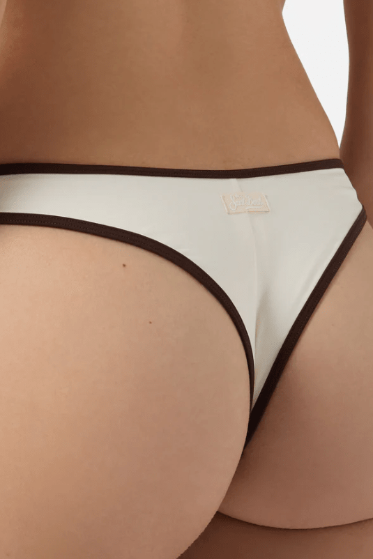 Slip Naomi brasile con profili a contrasto marrone e panna - YES SHOPCostumi da bagnoMC2 SAINT BARTHNAO0005/01600L-XXS5042675068771