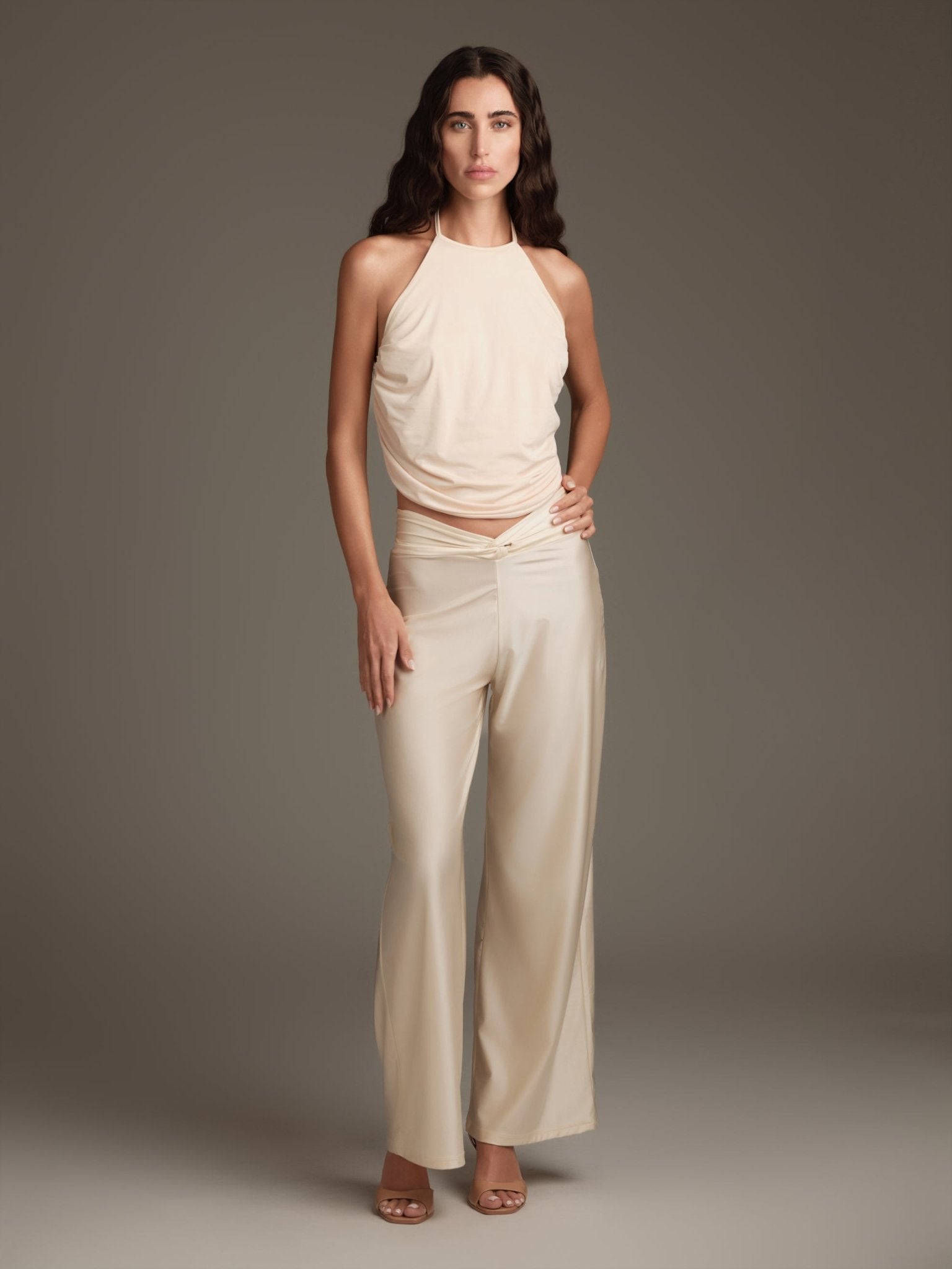 Pantalone in lycra avorio con fascia incrociata in vita - YES SHOPBeachwearCOTAZURPTC61112-XXS5082542681871