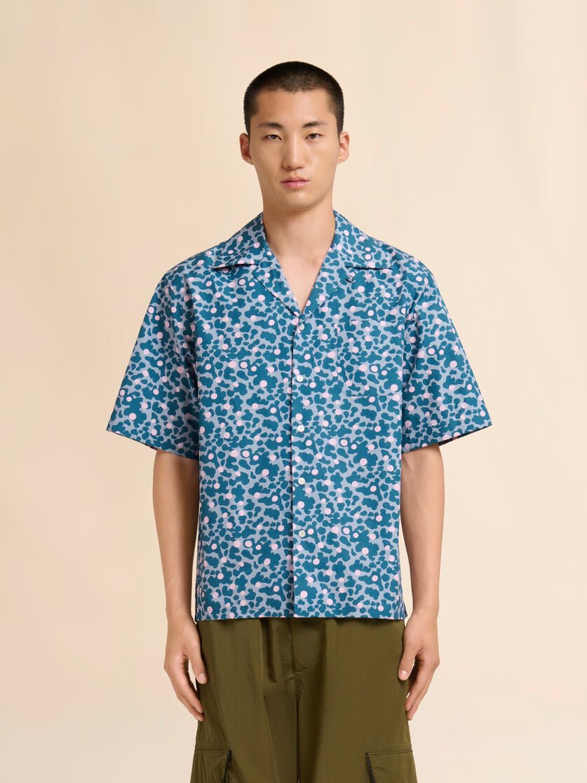 Camicia bowling in popeline blu con stampa rosa a pois - YES SHOPCamicieMARNICUMU0213A5UTC576-IT 421508214652771