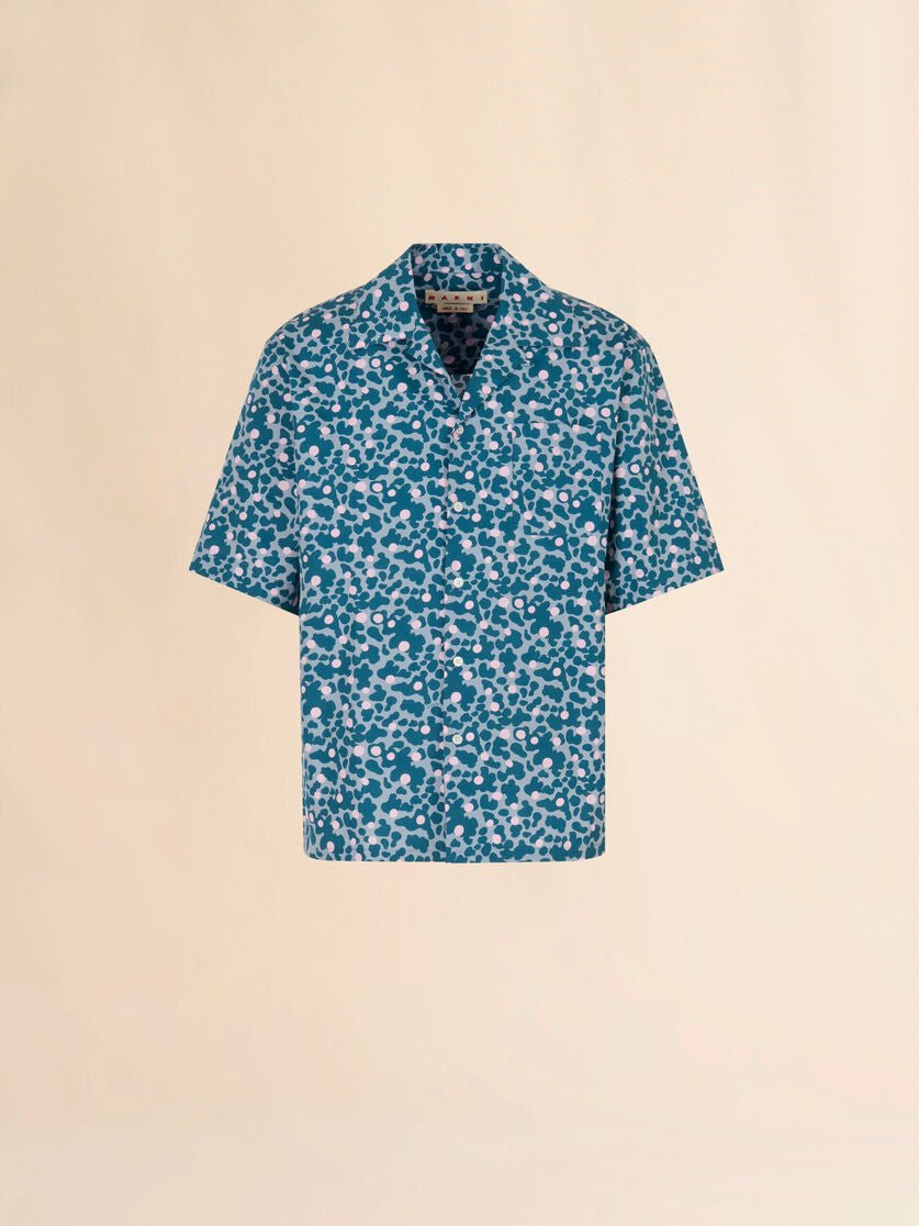 Camicia bowling in popeline blu con stampa rosa a pois - YES SHOPCamicieMARNICUMU0213A5UTC576-IT 421508214652771
