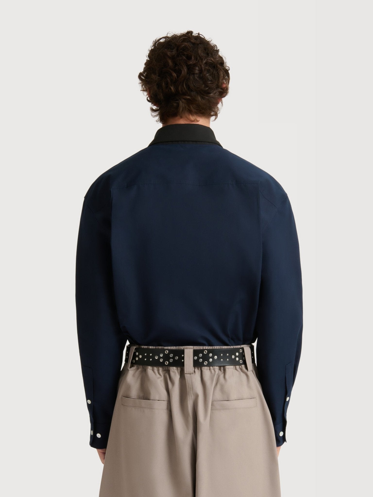 Camicia in popeline blu scuro con plastron zip - YES SHOPCamicieMARNICUMU0389J0 TCY65 00B90-IT 42