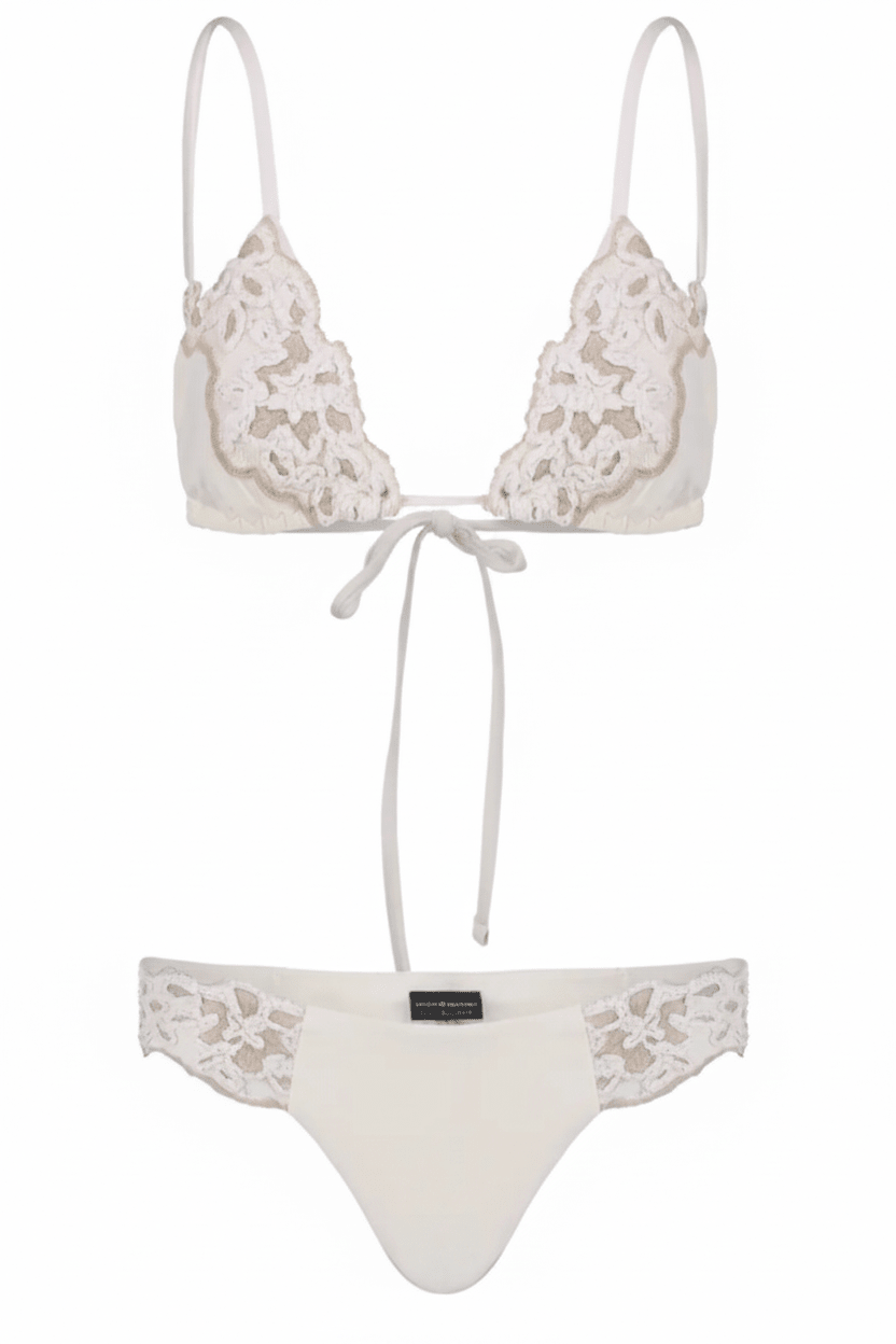 Bikini panna triangolo e slip brasiliana con passamaneria romantica - YES SHOPCostumi da bagnoMISS BIKINIV6007/FALI-XXS1176000943771